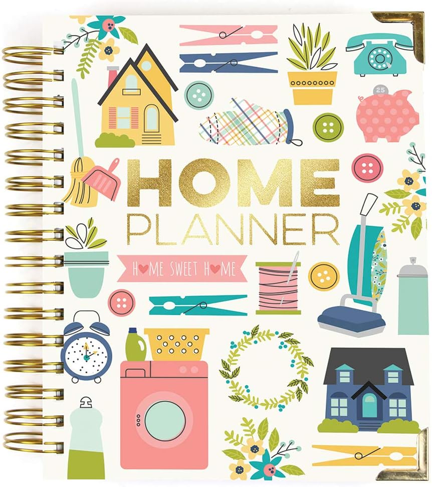 Pukka Pad, Carpe Diem Home Planner Spiral Bound Notebook with 6 Organizational Tabs and 2 Sticker Sheets, Features Appointment Calendars, Schedules, Meal & Grocery Plans, and To-Do Lists, 8.75 x 8in
