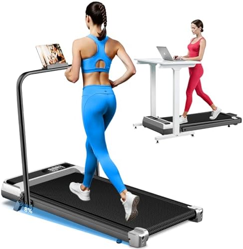 Walking Pad Treadmill with 8% Incline, 3.0HP, 350 Lbs Capacity, Handle Bar